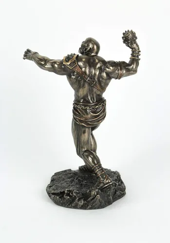 Vista 3 de Veronese Design 8 3/8" Cíclope que empuñaba el final del bronce de la escultura de la resina del club con púas