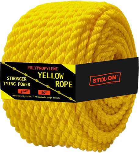 Vista 16 de Cuerda de polipropileno de 50 pies – Cuerda náutica torcida de 1/2 pulgada – Cuerda amarilla de servicio pesado resistente al aceite ideal