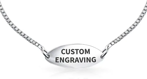 Vista 16 de Pulsera de identificación médica grabable con forma de corazón ovalada o doble en blanco, para adolescentes, para él o ella, hijo e hija, plata