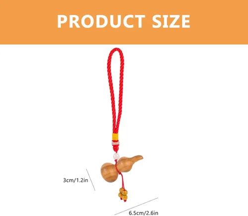 Vista 7 de FOMIYES Accesorios colgantes para espejo de coche, llavero chino de calabaza de madera de Feng Shui, llavero de calabaza Wu Hulu, llavero