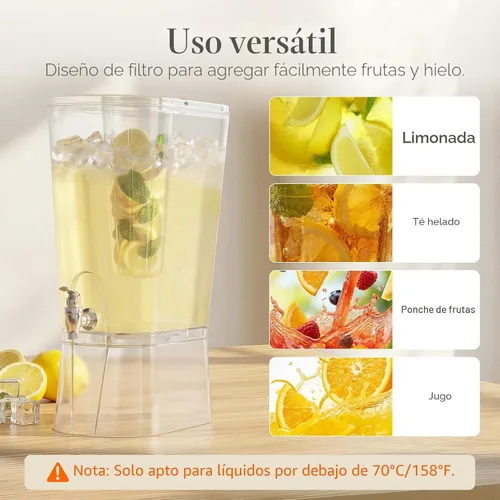Vista 9 de Lifewit Dispensador de bebidas de 3 galones con infusor de frutas y grifo a
