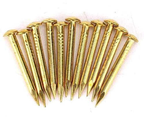 Vista 6 de Oumefar Uñas doradas de cabeza redonda de latón, minimodelo, bisagra de muebles de uñas, 100 piezas para accesorios de hardware, manualidades