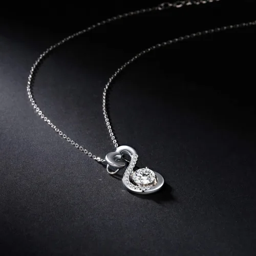Vista 5 de APOTIE Collar de plata de ley 925 con corazón abierto, colgante de circonita cúbica, regalo de joyería para mamá, niñas y mujeres, Metal, Circonia