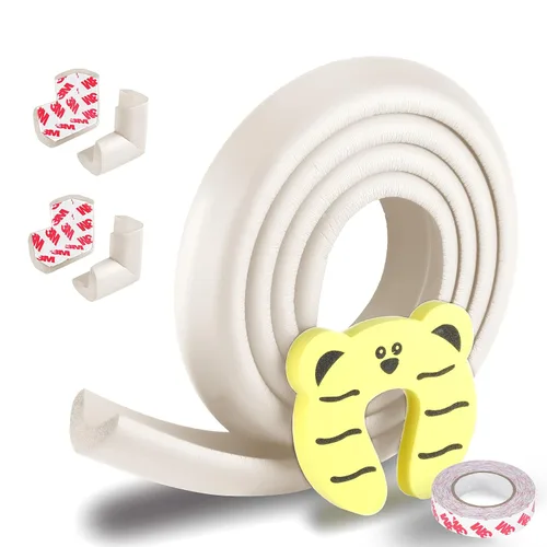 Vista 7 de Protectores de bordes y esquinas a prueba de bebés, parachoques de muebles precintado 3M de seguridad, marrón café, resistente