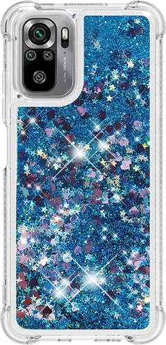 Vista 12 de Funda de silicona transparente con purpurina para Xiaomi Redmi A1 Bling Liquid Clear Star Heart Silicone Bumper a prueba de golpes, funda Azul