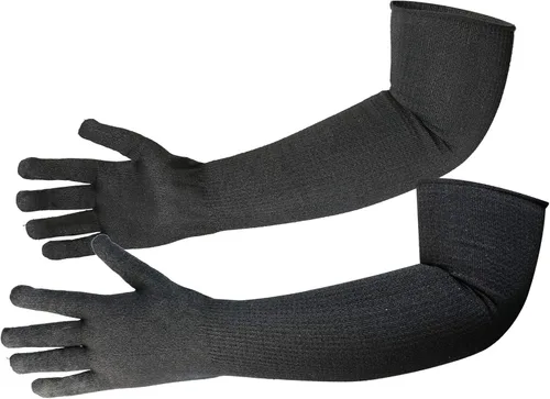 Vista 11 de 5 pares de mangas protectoras para brazos, protección de nivel 5 resistente a cortes con orificio para el pulgar (negro)
