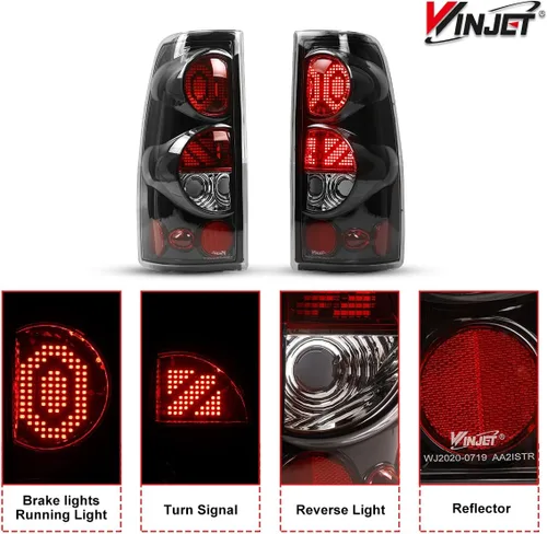 Vista 4 de Winjet Luces traseras LED aptas para Chevrolet Silverado 1999-2006 y 1999-2003 GMC Sierra montaje de luz trasera con luz LED intermitente/luz