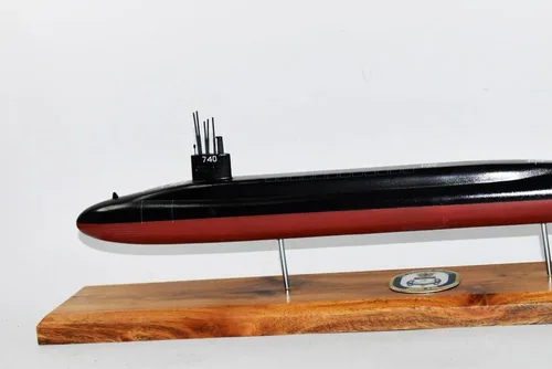 Vista 2 de Squadron Nostalgia LLC USS Rhode Island SSBN-740 Modelo submarino, azul marino, modelo a escala, caoba, 20 pulgadas, clase de Ohio