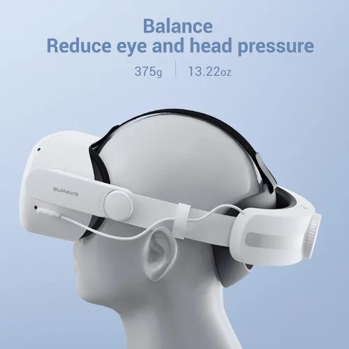 Vista 6 de SUPAVR Head Strap with 8000mAh Battery Pack for Oculus Quest 2 AccessoriesElite Strap Enhanced Adjustable Comfort Power Extended 7 Hrs of Playtime