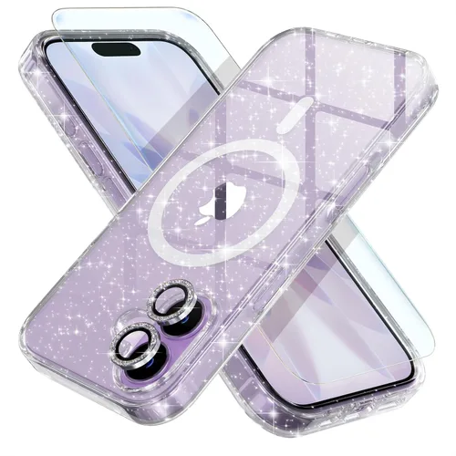 Vista 44 de Choiche Funda para iPhone 15 Pro Max compatible con MagSafe, color negro Purpurina negra