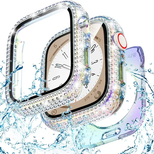 Vista 31 de Goton Funda de 40 mm impermeable con brillo para Apple Watch, protector de pantalla SE 3/2/1, Serie 6/5/4 de 40 mm, parachoques frontal de PC