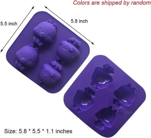 Vista 6 de 2 moldes lindos para pastel de ardilla, mini molde de silicona para hornear magdalenas, molde de chocolate para dulces, hecho a mano, jabón