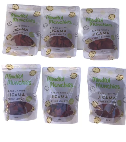 Vista 3 de Mindful Munchies Chips de JICAMA al horno de 2.6 onzas de limón de chile (Adobadas) saludable, vegano, crujiente y bajo en carbohidratos