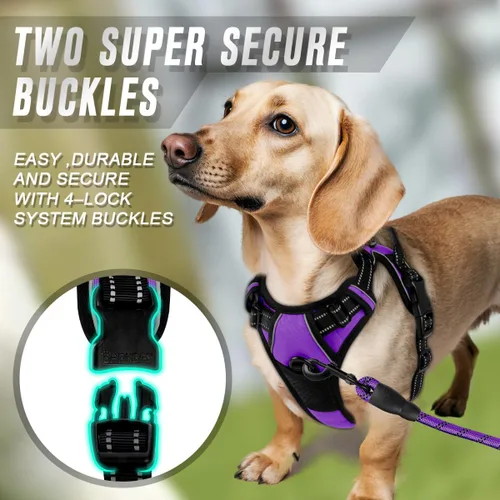 Vista 191 de BARKBAY - Arnés para perro sin tirones con clip frontal, material resistente y reflectante, asa de fácil control para pasear perros grandes