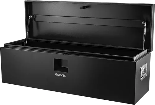 Vista 9 de Garvee Caja de herramientas de acero para camiones, resistente, con dos tapas, candado y resistente a la intemperie, ideal para camioneta, cama
