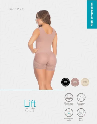 Vista 6 de FAJAS DISENOS D'PRADA Faja Colombiana 053 - Body de alta compresión para control de abdomen, ropa de compresión