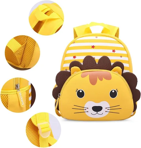 Vista 3 de Mochila impermeable para niños de 2 a 5 años para el jardín de niños mochila 3D de lindos dibujos animados de neopreno mochila de animales para niños