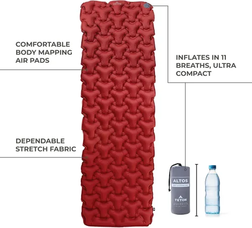 Vista 2 de Teton Altos - Colchoneta inflable aislada para dormir, para camping, mochilero, senderismo, económica y duradera