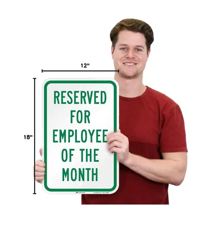 Vista 5 de SmartSign - Letrero de estacionamiento con texto en inglés "Reserved for Employee of the Month", 12 x 18 pulgadas, aluminio reflectante de grado