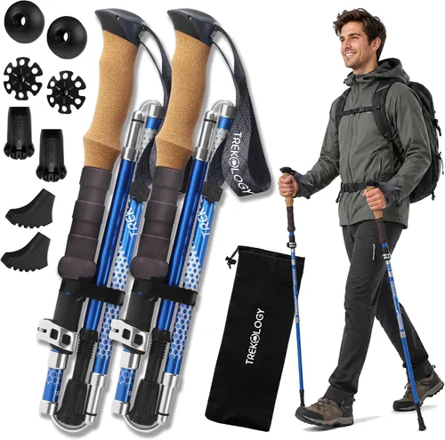 Vista 10 de Trekology Trek-Z - Bastones de senderismo y trekking plegables - Soporte de equilibrio para personas mayores, mujeres y hombres, 2 unidades por set