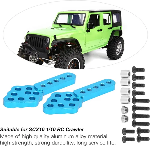 Vista 2 de Soporte de amortiguador RC, ángulo de altura ajustable, soporte de choque RC Crawler, 4 piezas de aleación de aluminio azul, para entusiastas de RC