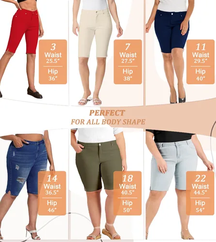 Vista 4 de Hybrid & Company Womens Ultra Comfy Butt Lift Stretch Bermuda City Shorts