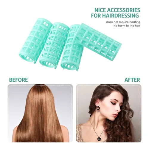 Vista 4 de Syhood 24 rodillos para el cabello, rodillos de plástico de tamaño pequeño con peine de acero para herramientas de peluquería cortas y largas