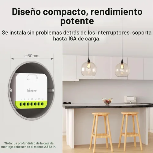 Vista 2 de SONOFF MINI Duo - Interruptor inteligente Zigbee de 2 canales, Zigbee 3.0, carga total de 16 A, control remoto y automatizado a través de Zigbee