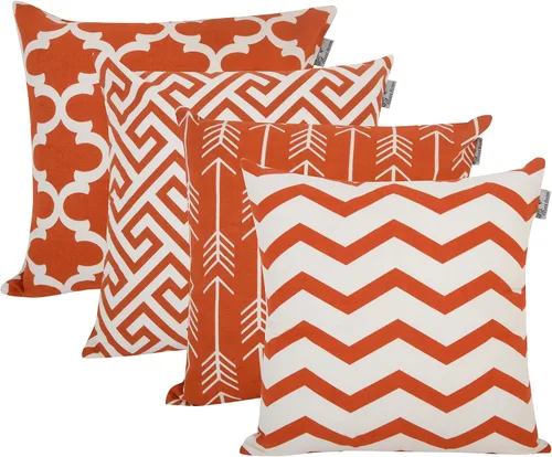 Vista 8 de Accent Home - Cojín 100% de algodón 4 fundas de cojín (sin relleno), cojines invisibles con cremallera, cojines estampados 100% algodón