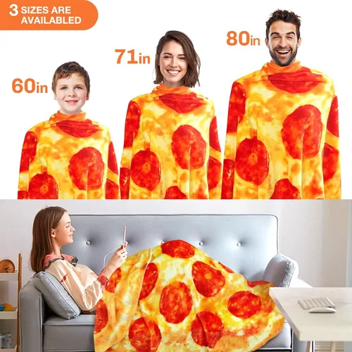Vista 7 de Hommtina Manta de pizza de doble cara, manta gigante de tortilla, regalos divertidos para adultos, adolescentes y niños (60 pulgadas)
