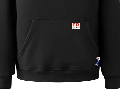 Vista 6 de Ubon FR - Sudaderas con capucha para hombre, resistentes al fuego, 14 onzas, forro polar de algodón