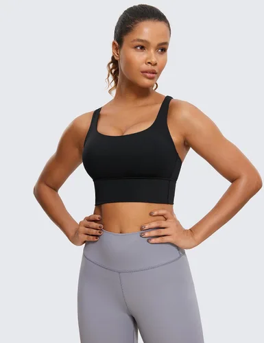 Vista 2 de CRZ YOGA Naked Feeling - Brasier deportivo con tirantes delgados para mujer, de impacto medio, cruzado, para yoga, con relleno, para entrenamiento