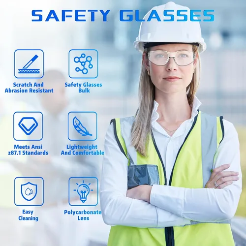 Vista 4 de Salfboy Ansi Z87.1 Certified Safety Glasses, Bulk Protection Glasses