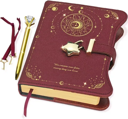 Vista 22 de Hoci Poci Agenda con candado y llaves para niñas, ideas de regalo para niñas, diario de 360 páginas con bordes dorados para mujeres, cuaderno