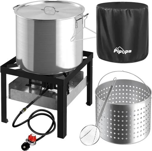 Vista 9 de Freidora para exteriores de 30 cuartos y 10 cuartos de galón Freidora de pavo Olla para hervir mariscos