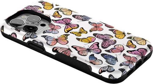 Vista 7 de Casely Funda para iPhone 13 Pro Free Spirit Mariposa arcoíris Compatible con MagSafe Diseño protector audaz