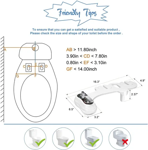 Vista 5 de APURE BIDET A121 - Accesorio de bidé de agua caliente y fría para asiento de inodoro - Doble boquilla - Lavado trasero y femenino - Autolimpieza