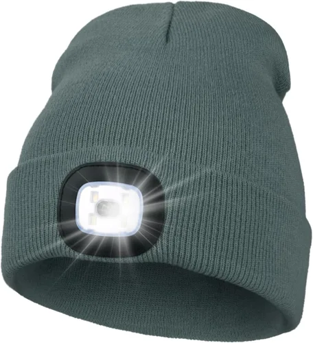 Vista 9 de MELASA Gorro unisex con luz, recargable por USB, manos libres, gorro LED, regalos de invierno para hombres Tinte amarillo albaricoque