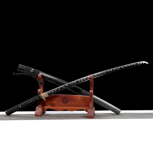 Vista 2 de Espada Katana hecha a mano, 100% acero de alto carbono, hecha a mano, afilada, 41 pulgadas, espiga completa, funcional, práctica afilada