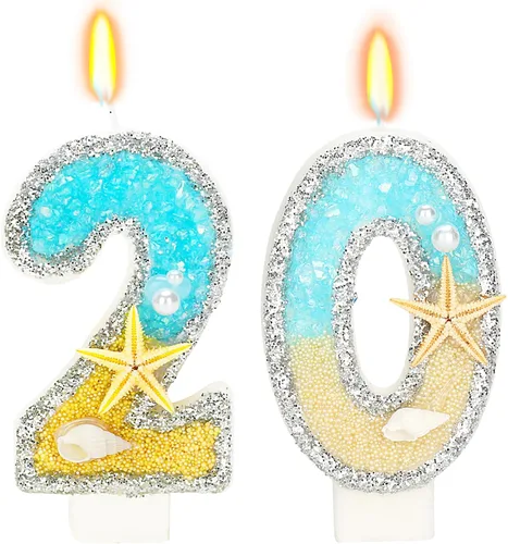 Vista 37 de Vela número 1 de estrella de mar de playa para decoración de pastel Plata