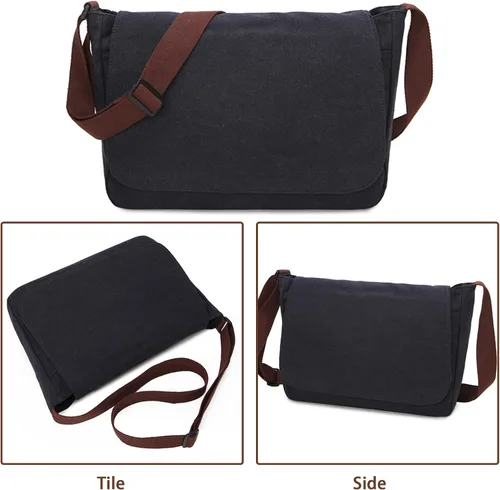 Vista 5 de Bolsa de mensajero, bolsa de mensajero de lona, bolsa de hombro, bolsa cruzada, bolsas de mensajero vintage para hombres y mujeres, bolsa de hombro