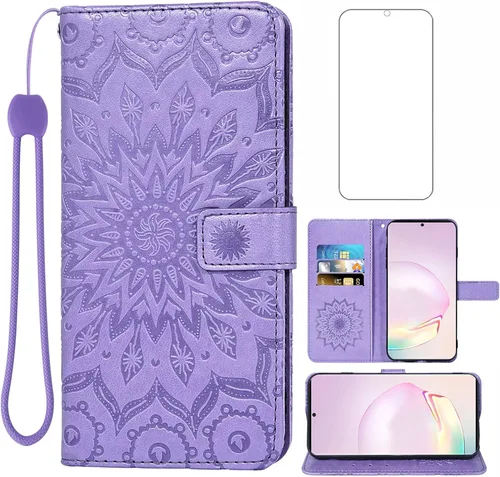Vista 10 de Funda para teléfono Samsung Galaxy Note 20 Ultra Glaxay Note20 Plus 5G con protector de pantalla de vidrio templado, funda delgada de cuero con Oro
