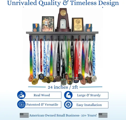 Vista 6 de MedalAwardsRack Estante de exhibición de medallas y soporte para trofeos Premier para gimnasia, fútbol, baloncesto, fútbol americano y más – 2 pies
