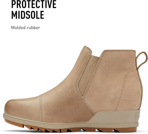 Vista 4 de Sorel - Botas cortas hasta el tobillo para mujer Evie, piel de ante impermeable, suela de cuña