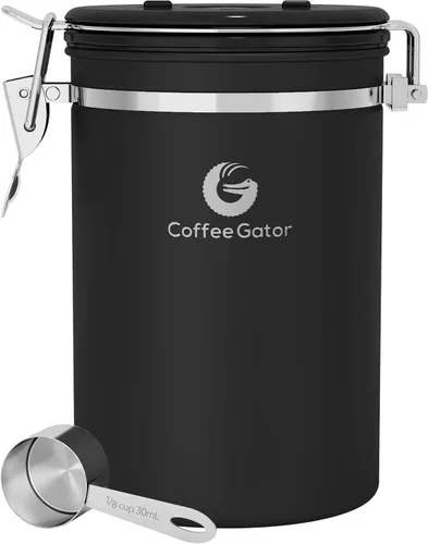 Vista 14 de Coffee Gator Coffee Canister, 16oz Airtight Stainless Steel Container Negro