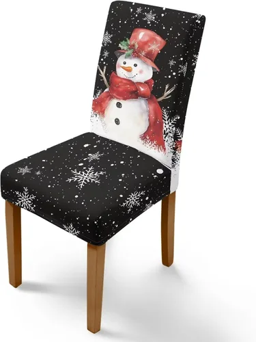 Vista 70 de Rnyleeg Fundas navideñas para sillas de comedor, fundas de asiento de comedor con estampado de campanas brillantes, juego de 1 funda suave y lavable