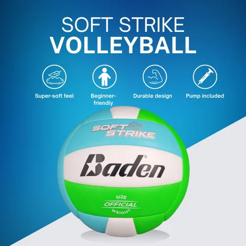 Vista 3 de Baden Soft Strike Voleibol Recreativo de Cuero Sintético Amortiguado Interior/Exterior para Principiantes y Jóvenes Tamaño Oficial
