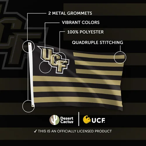 Vista 4 de Desert Cactus Bandera de la Universidad de Florida Central para interiores y exteriores, 100% poliéster, bandera universitaria, 3 x 5 pies Golden
