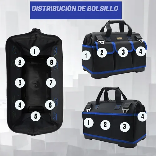 Vista 4 de FASTECH Bolsa de herramientas de 22 pulgadas, kit de herramientas de boca ancha impermeable, organizador de bolsa de herramientas resistente
