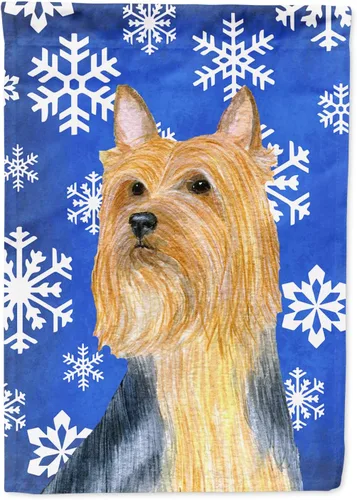 Vista 265 de Caroline's Treasures SC9374GF Bulldog English Snow flakes Holiday Garden Flag Buzón Bandera decorativa para patio exterior, patio, obras de arte